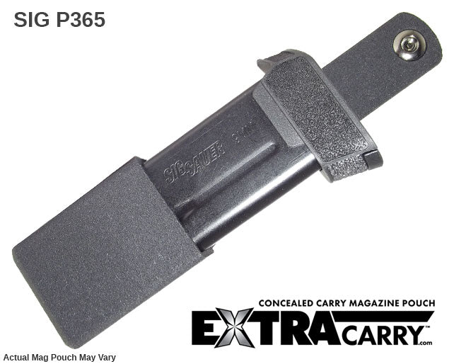 ExtraCarry concealed carry mag pouch for the SIG P365 10 round, P365 12 round Sig P365 15 round magazines.