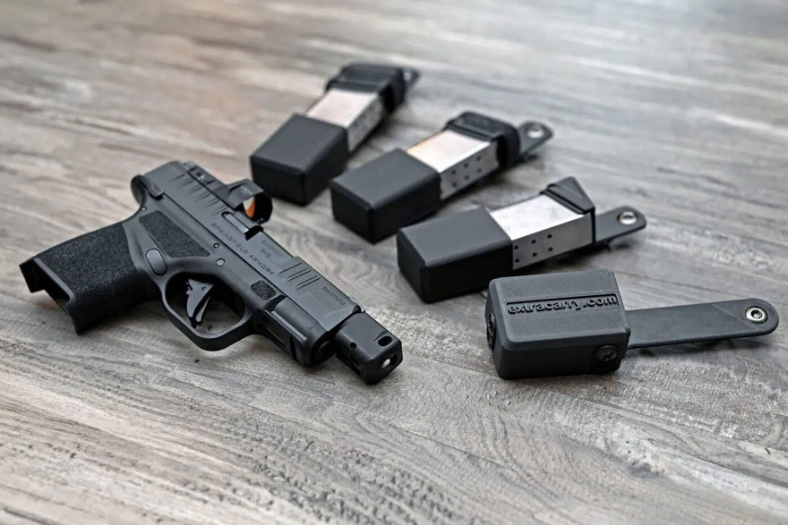 Andy Grossman pocket carrys his spare mag using an ExtraCarry mag pouch