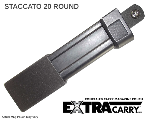2011 20-round pistol magazine pouch made with carbon fiber reinforced nylon for the Staccato 2011 front view ExtraCarry